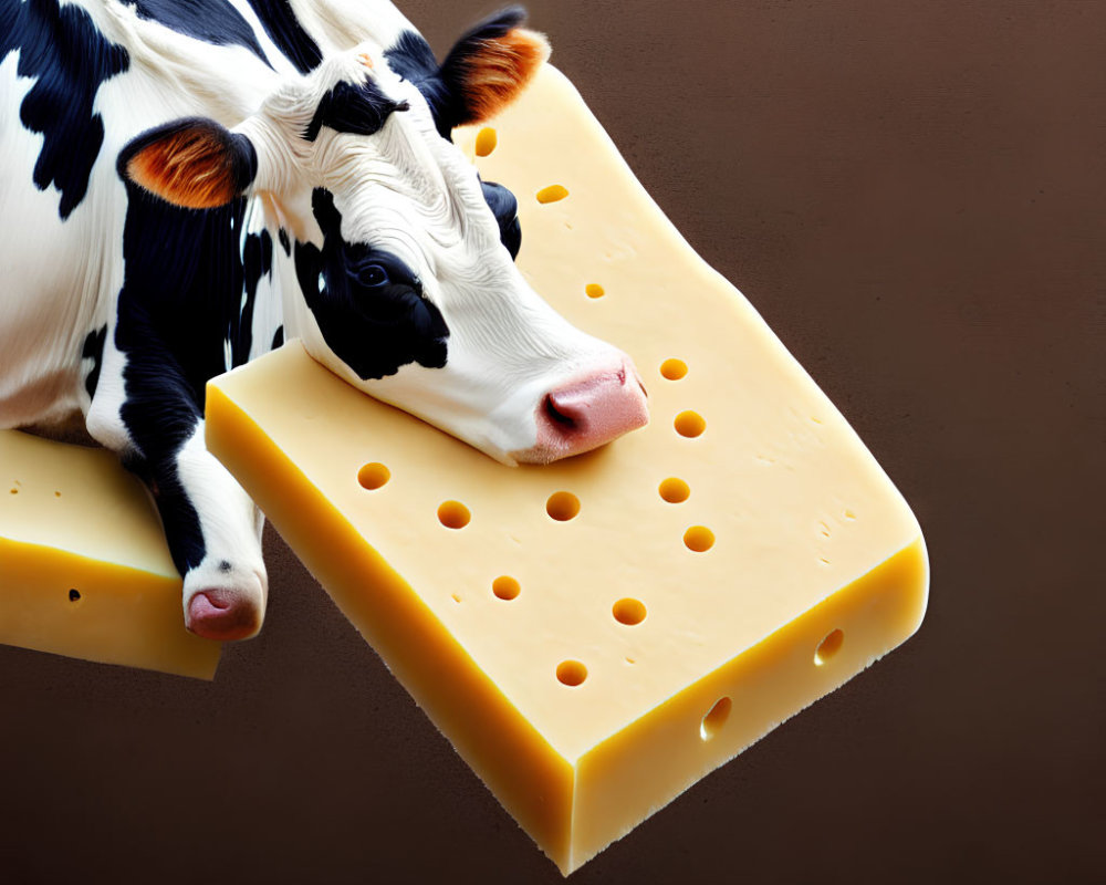 Cow on Swiss Cheese Wedge: Whimsical Dairy Play