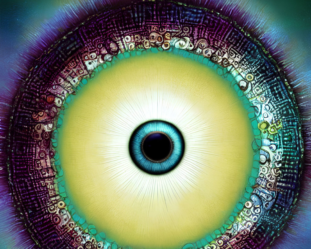 Intricate human eye digital artwork with vibrant patterns