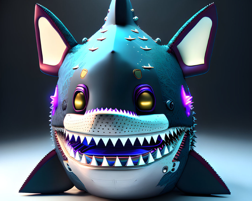 Colorful Cartoonish Shark Illustration with 3D Stylization