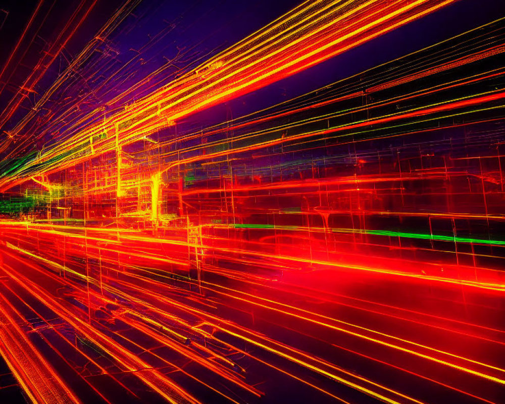 Colorful Red and Yellow Light Trails in Abstract Long Exposure Photo