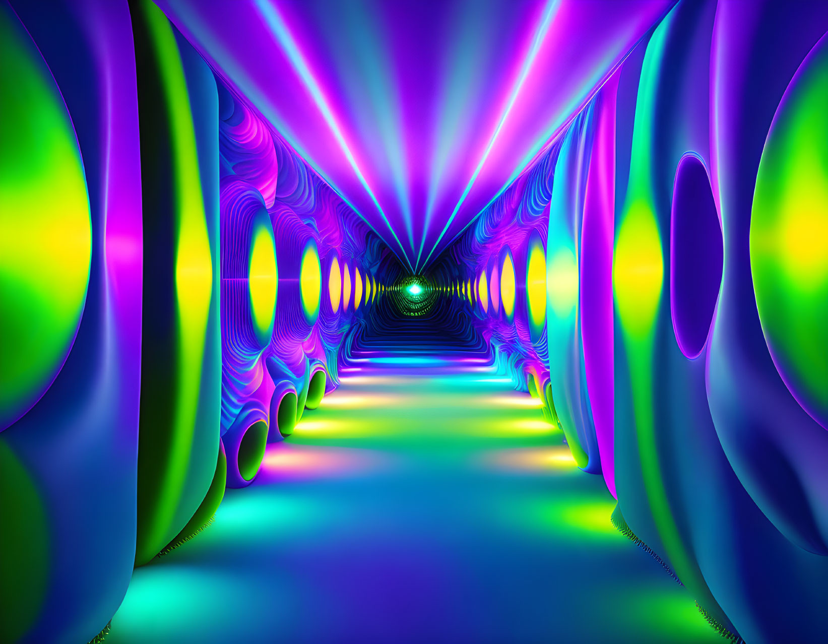 Colorful Psychedelic Tunnel with Neon Lights