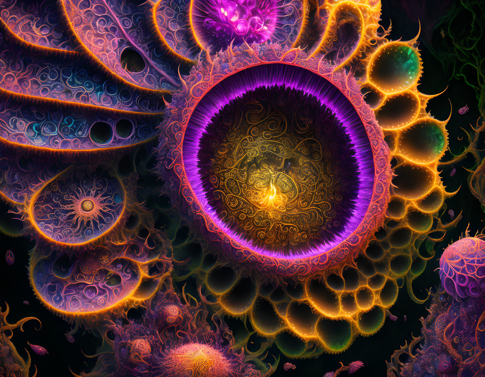 Abstract Fractal Patterns in Vibrant Digital Art