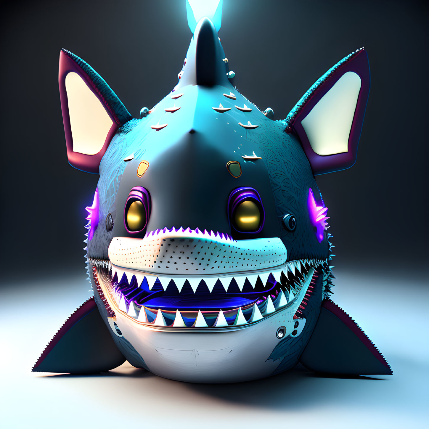 Colorful Cartoonish Shark Illustration with 3D Stylization