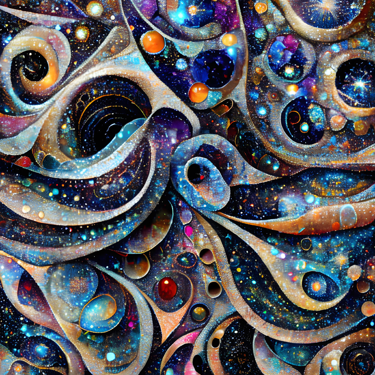 Colorful Cosmic Abstract Illustration with Celestial Elements