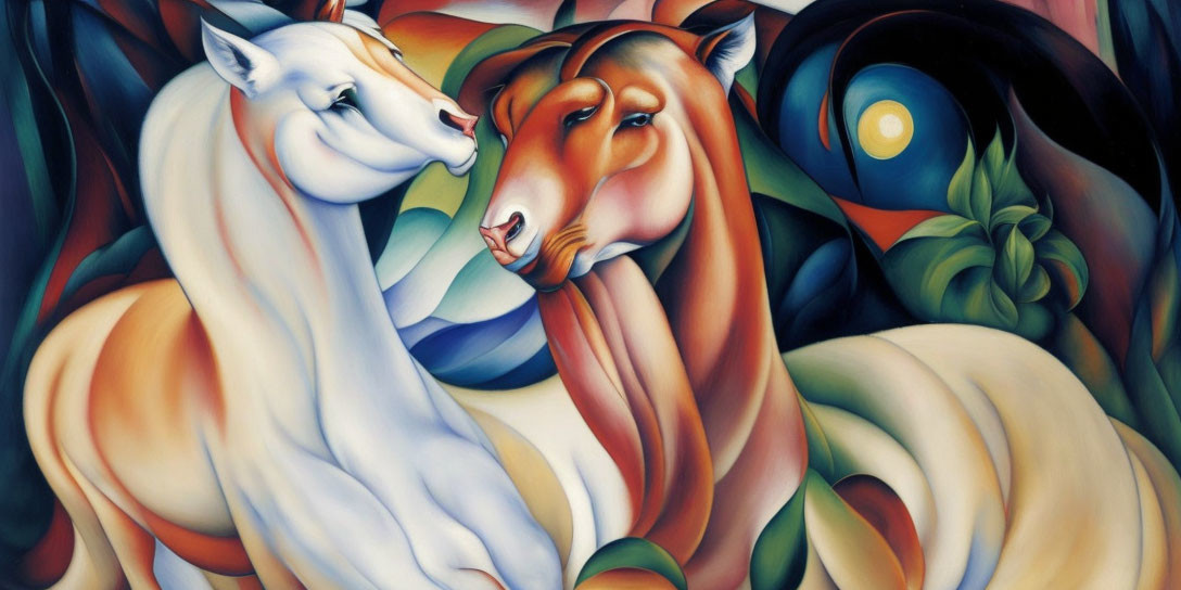 Colorful Abstract Horse Painting with Surreal Background