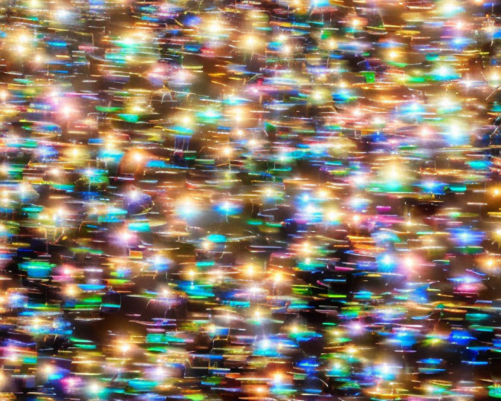 Multicolored twinkling lights in dense cosmic tapestry