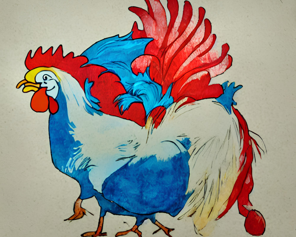 Vibrant Rooster Illustration with Colorful Features