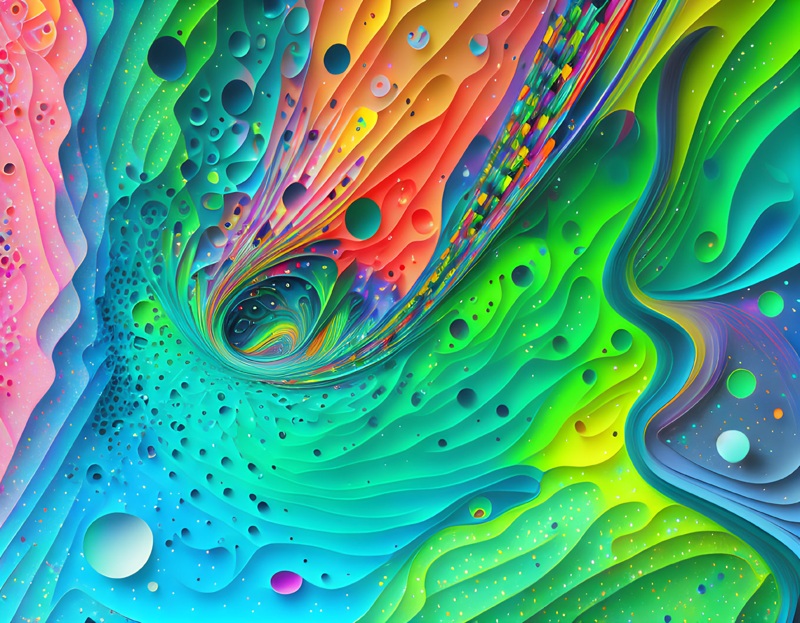 Colorful Psychedelic Digital Artwork with Swirling Patterns