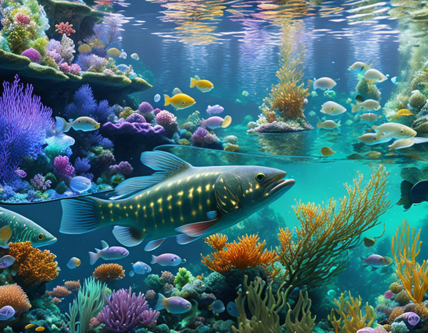 Colorful Fish and Coral in Diverse Underwater Scene