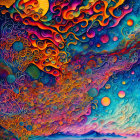 Vivid digital art: Swirling neon colors in abstract cosmic pattern