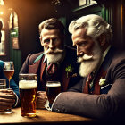 Stylish bearded men in vintage bar ambiance