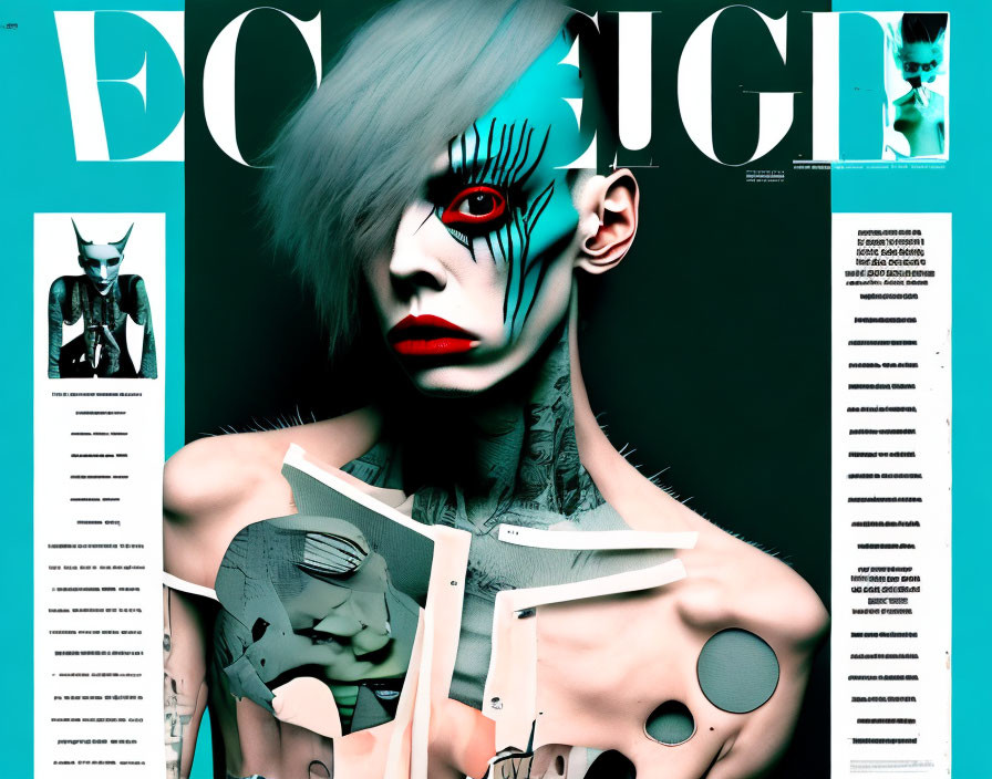 Avant-garde Fashion Magazine Cover: Futuristic & Edgy Model Makeup & Attire