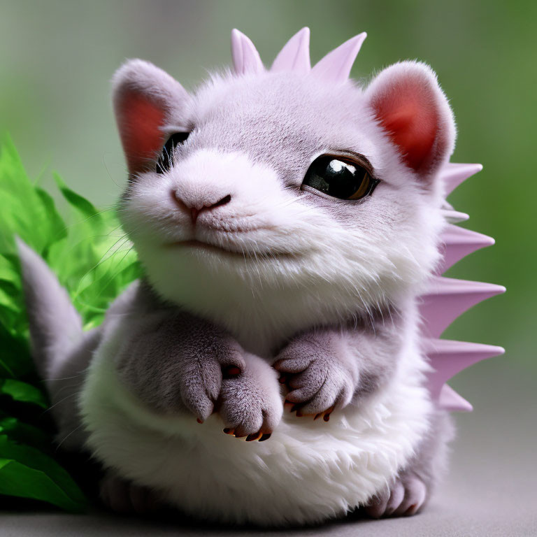 Fluffy kitten-like creature with playful smile and purple spikes