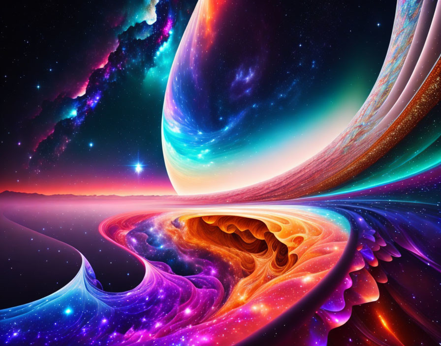 Colorful Cosmic Digital Artwork with Nebulas and Stars