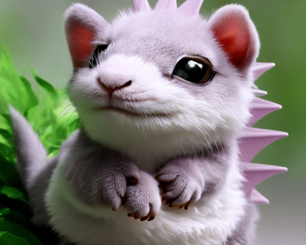 Fluffy kitten-like creature with playful smile and purple spikes