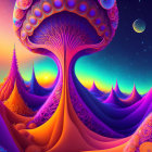 Colorful digital artwork: Two women with flowing hair in cosmic setting