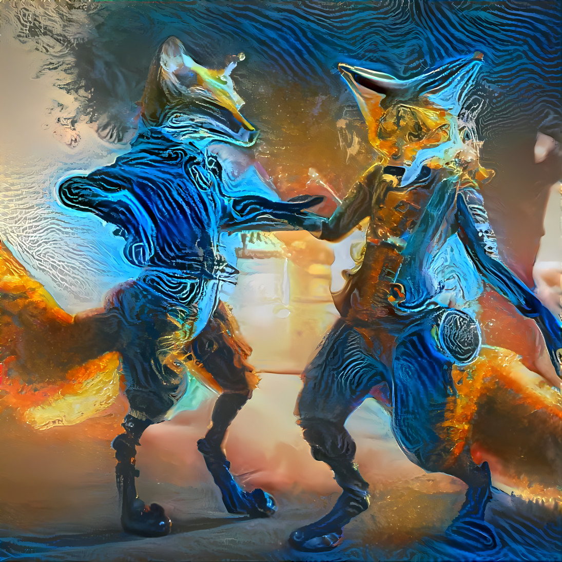 Dancing steempunk foxes