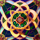 Colorful Celtic Knot Mandala Art in Orange, Gold, and Green