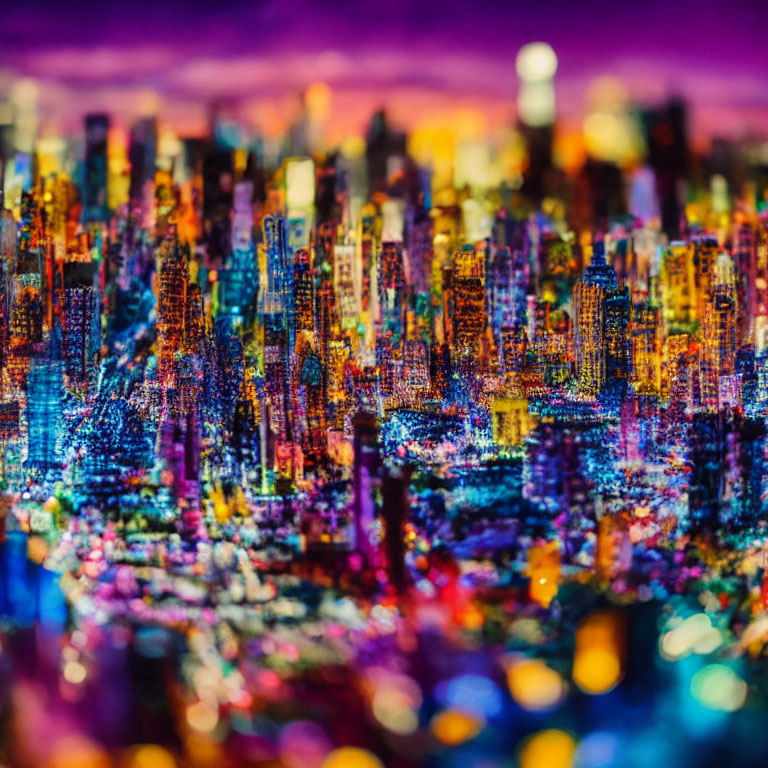 Colorful Abstract Cityscape with Bokeh Light Effects