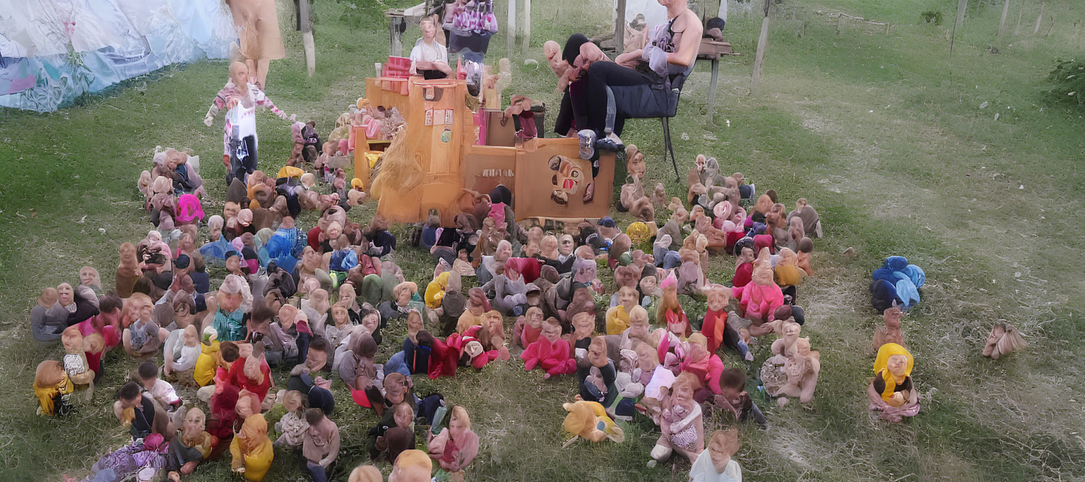 Children Engaged in Outdoor Puppet Theater Show