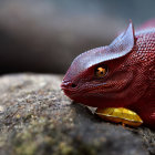 Red Toy Dragon Guarding Orange Egg on Straw Bed