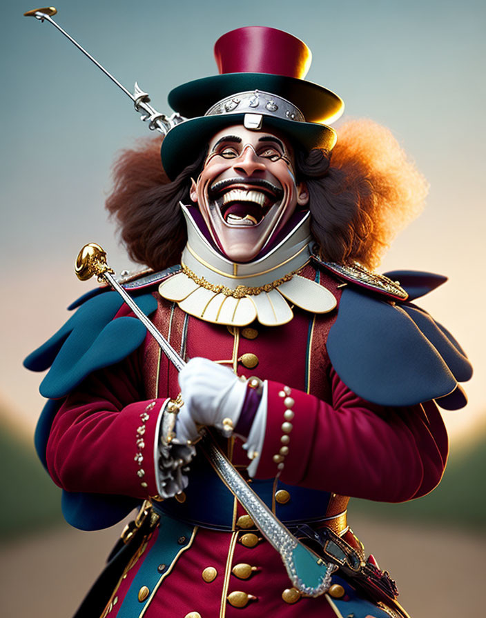 Vibrant ringmaster character in colorful attire