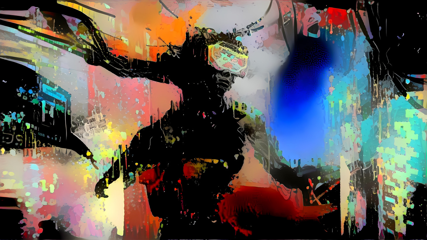 f1male cyborg VR abstract painting