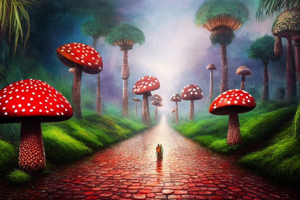 Surreal Landscape with Mystical Forest and Pathway