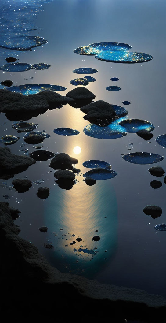 Bioluminescent organisms light up nighttime seascape