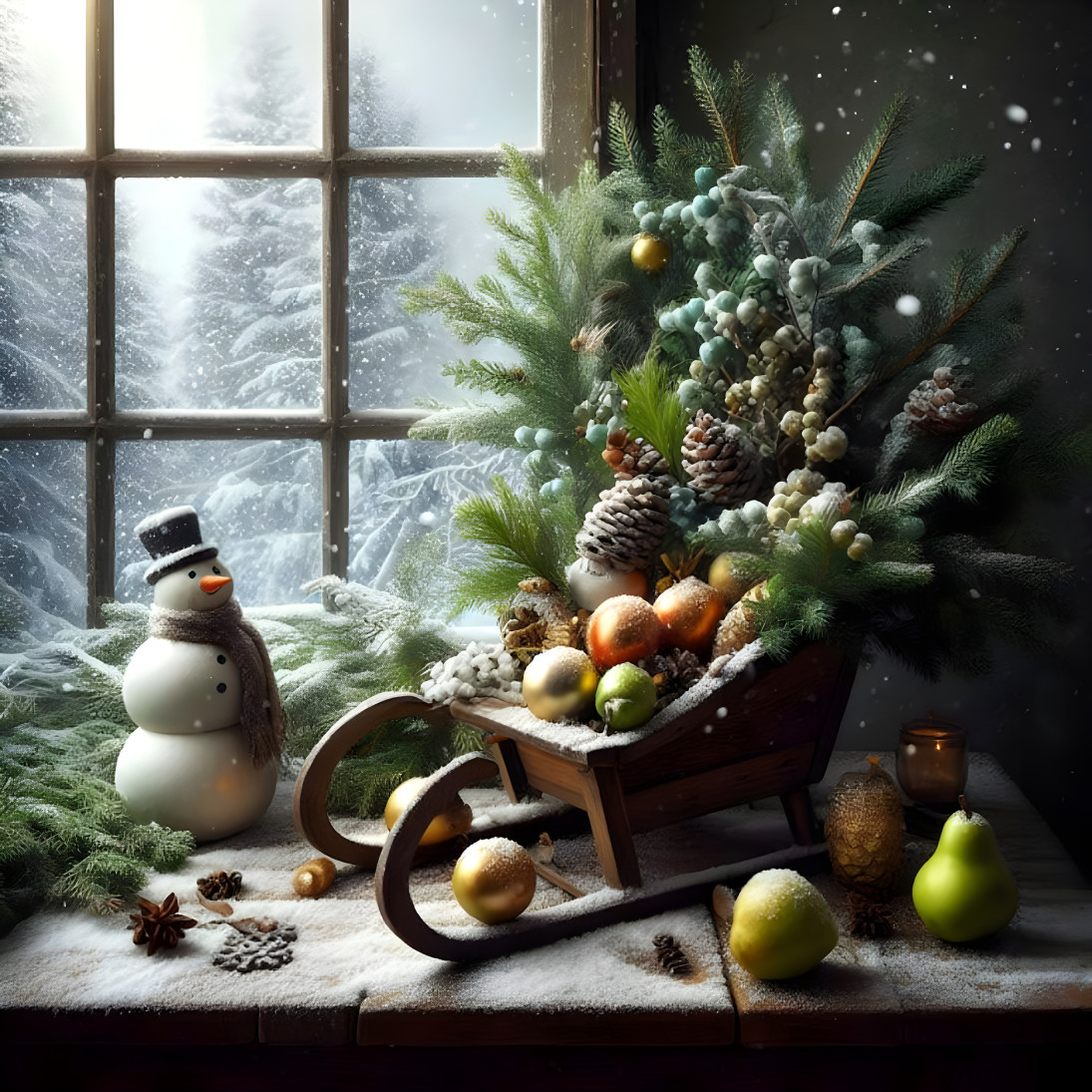 Christmas window still life