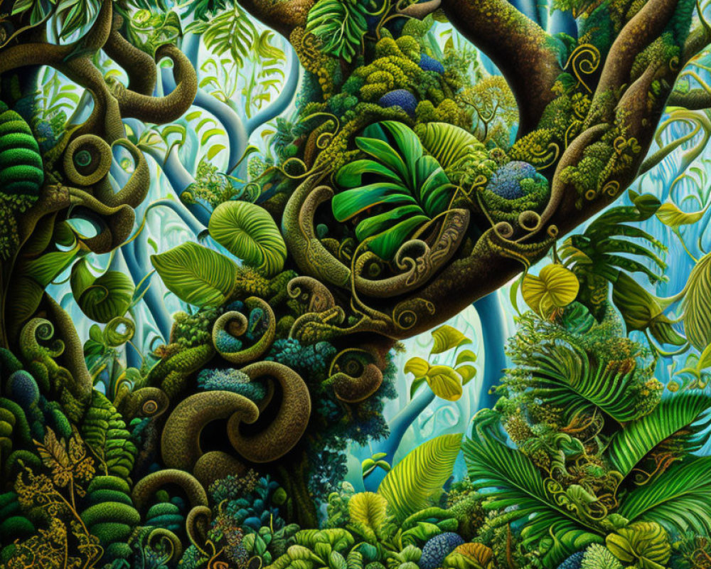 Detailed Artwork of Fantastical Forest with Rich Foliage