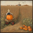 Victorian-style house Halloween illustration with pumpkins & autumn decor