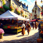 Colorful Fruit Stalls in Vibrant Street Market