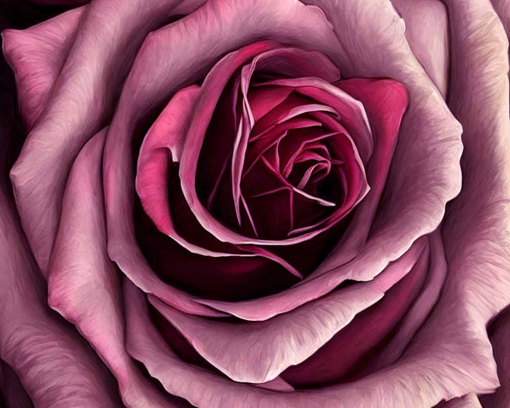 Detailed View of Spiral Pattern Pink Rose Petals