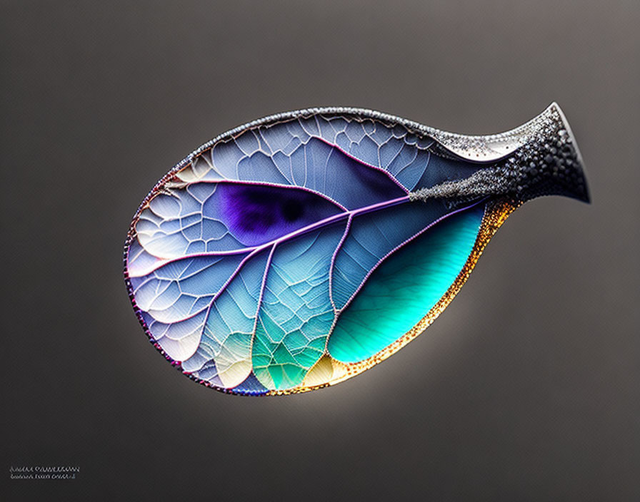 Colorful Soap Bubble Leaf on Gray Background