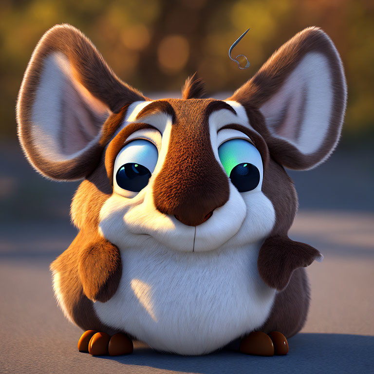 Adorable animated chipmunk with large eyes and fluffy ears