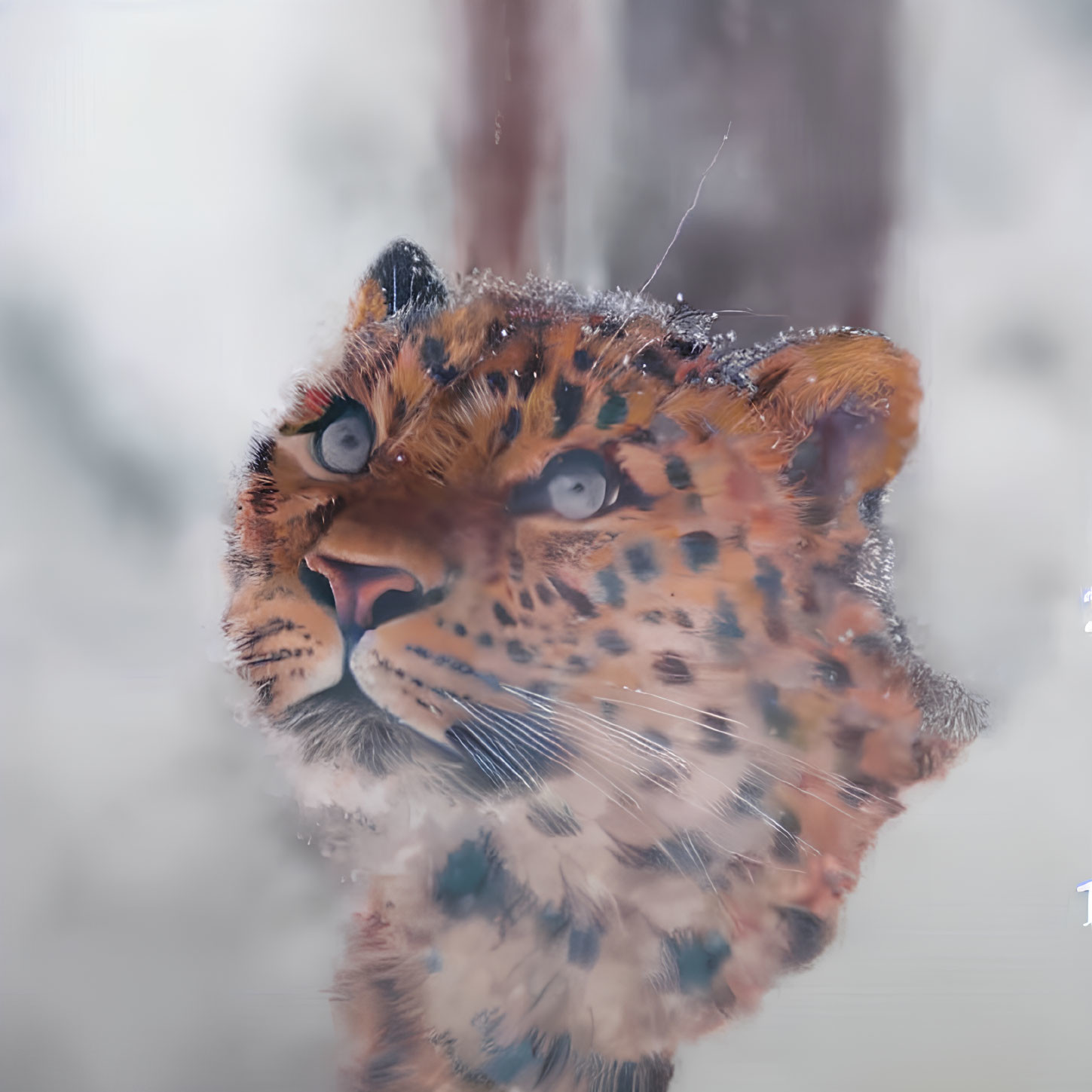 Leopard's Face Close-Up with Distinctive Spots and Snowflakes