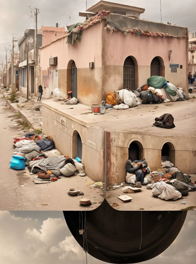 Dilapidated Buildings and Poverty in Street Scene