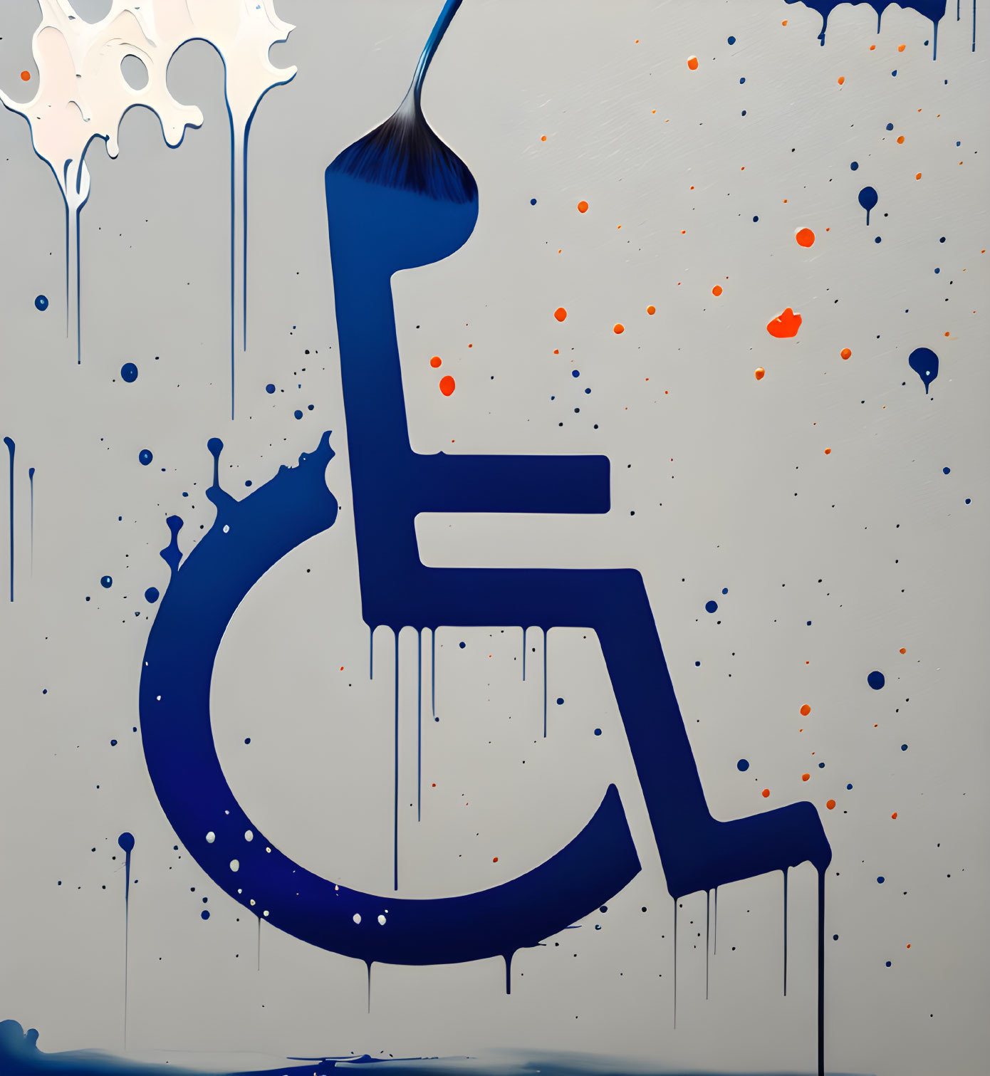 Blue Stylized Wheelchair Art on Neutral Background