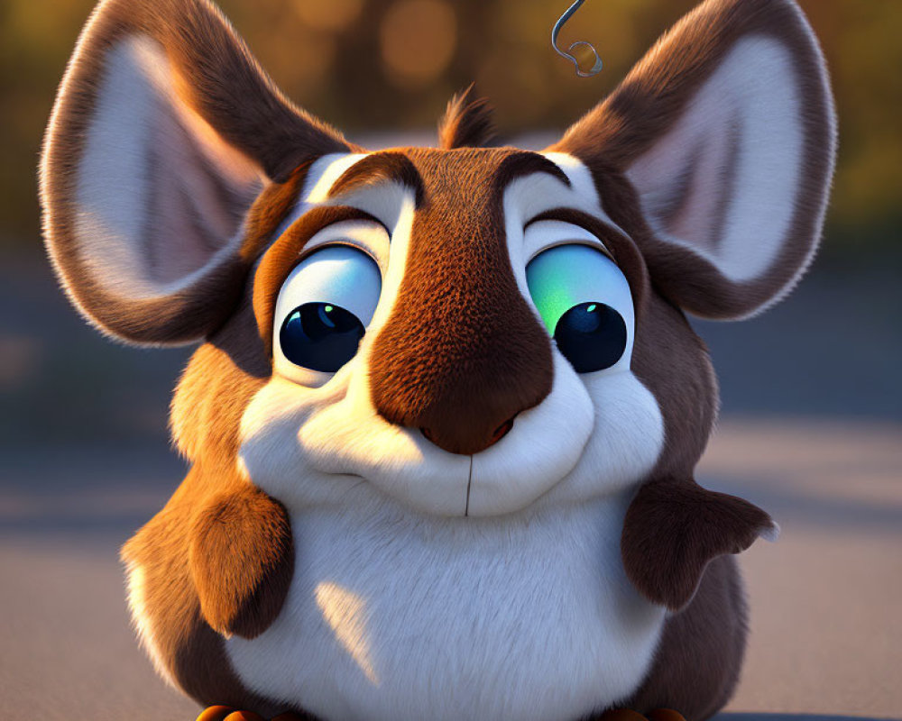 Adorable animated chipmunk with large eyes and fluffy ears