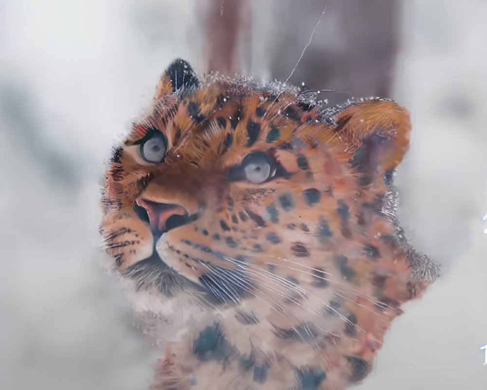 Leopard's Face Close-Up with Distinctive Spots and Snowflakes