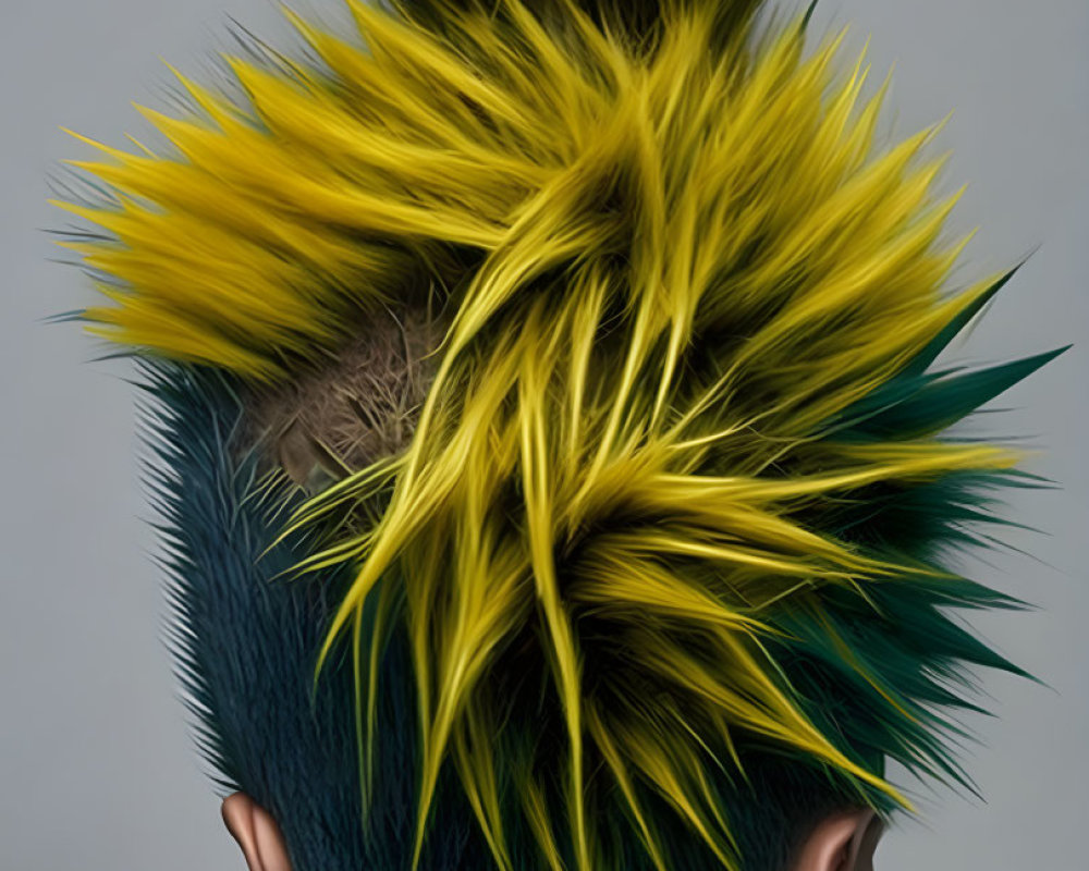 Person with Spiky Mohawk Dyed in Yellow and Green Shades