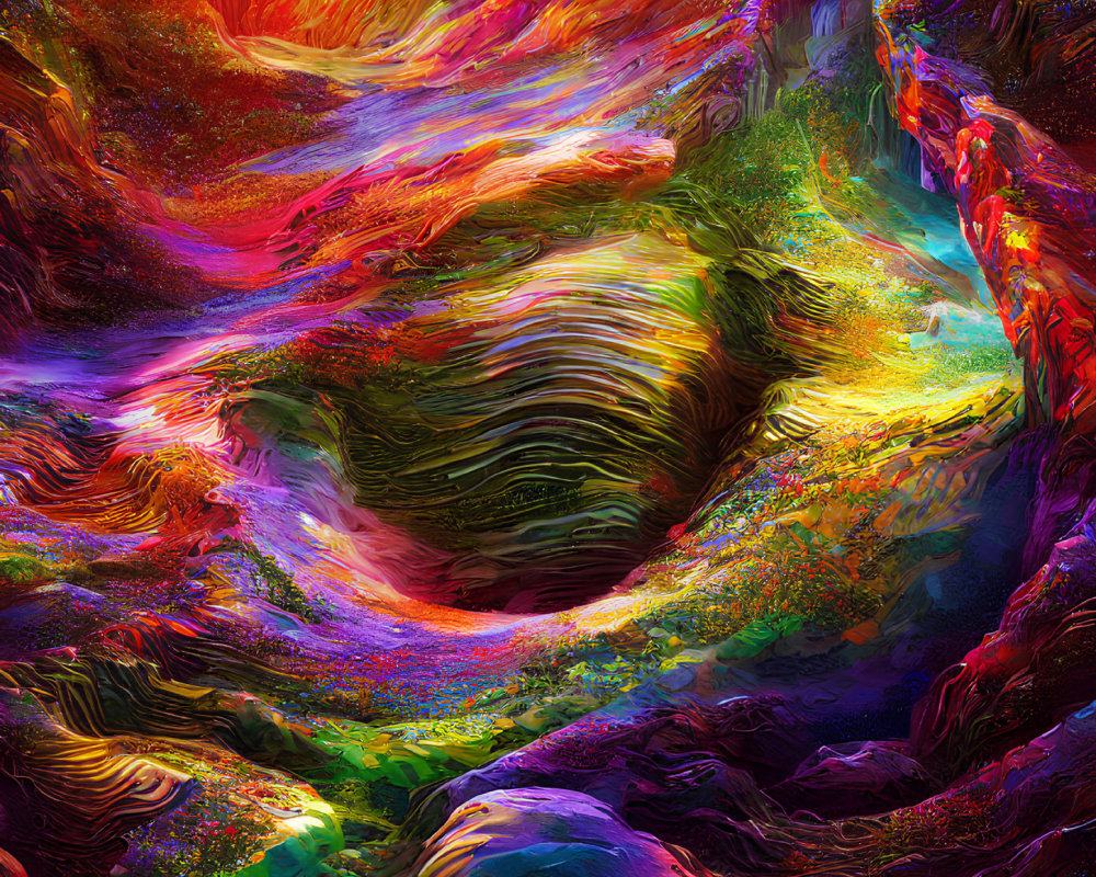 Vivid Abstract Swirling Landscape in Rich Colors