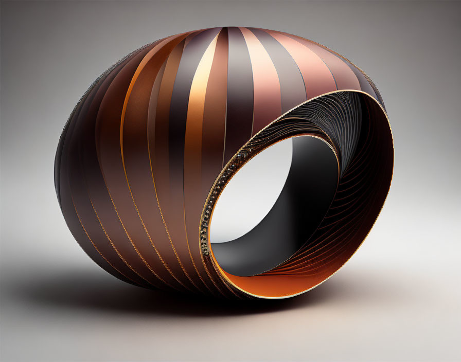 Rolled Striped Metallic Tube with Copper to Dark Brown Gradient