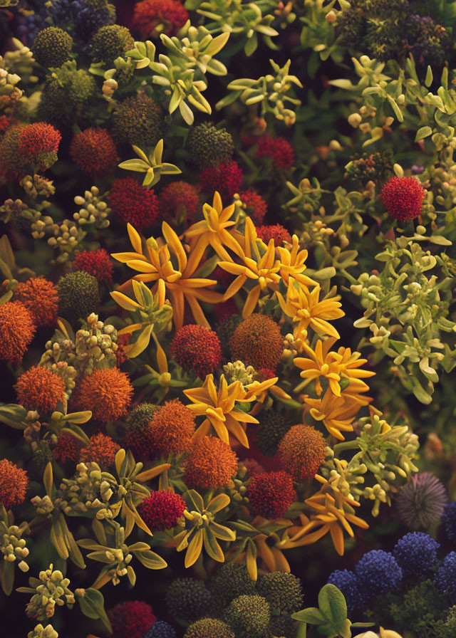 Assorted Succulent Plants with Green, Orange, and Yellow Leaves