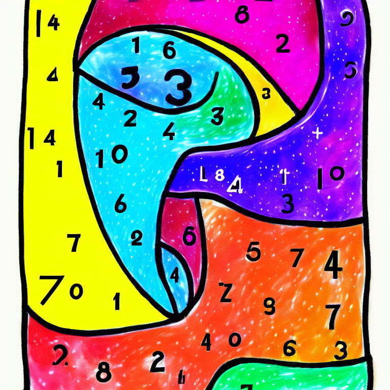 Abstract Color by Numbers Image with Vibrant Design