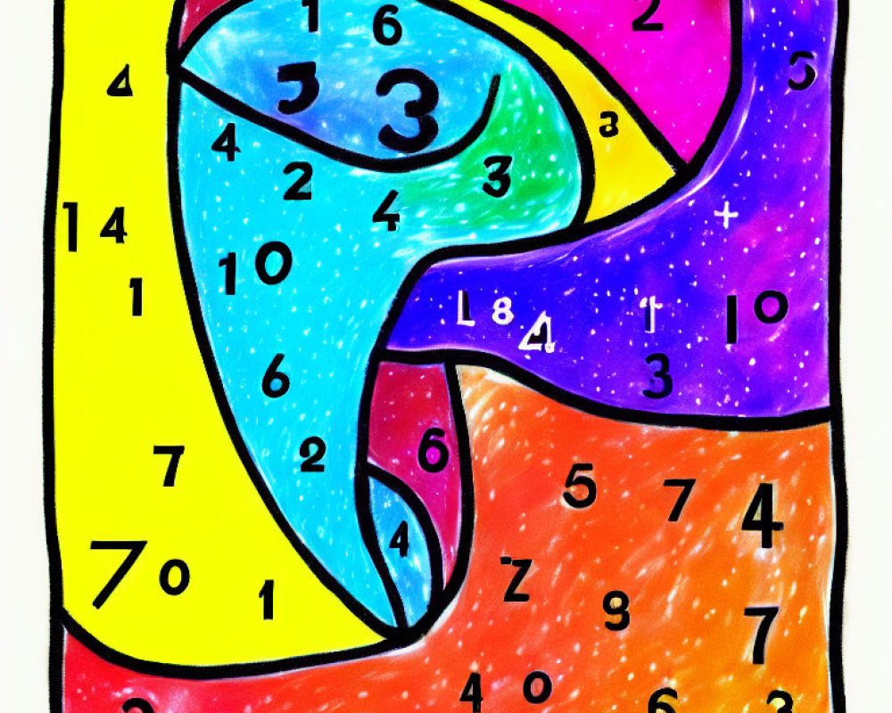 Abstract Color by Numbers Image with Vibrant Design