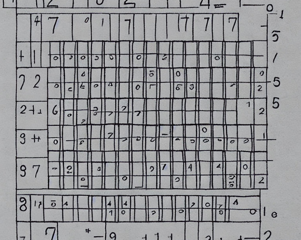 Partially Completed Handwritten Long Division on Squared Paper