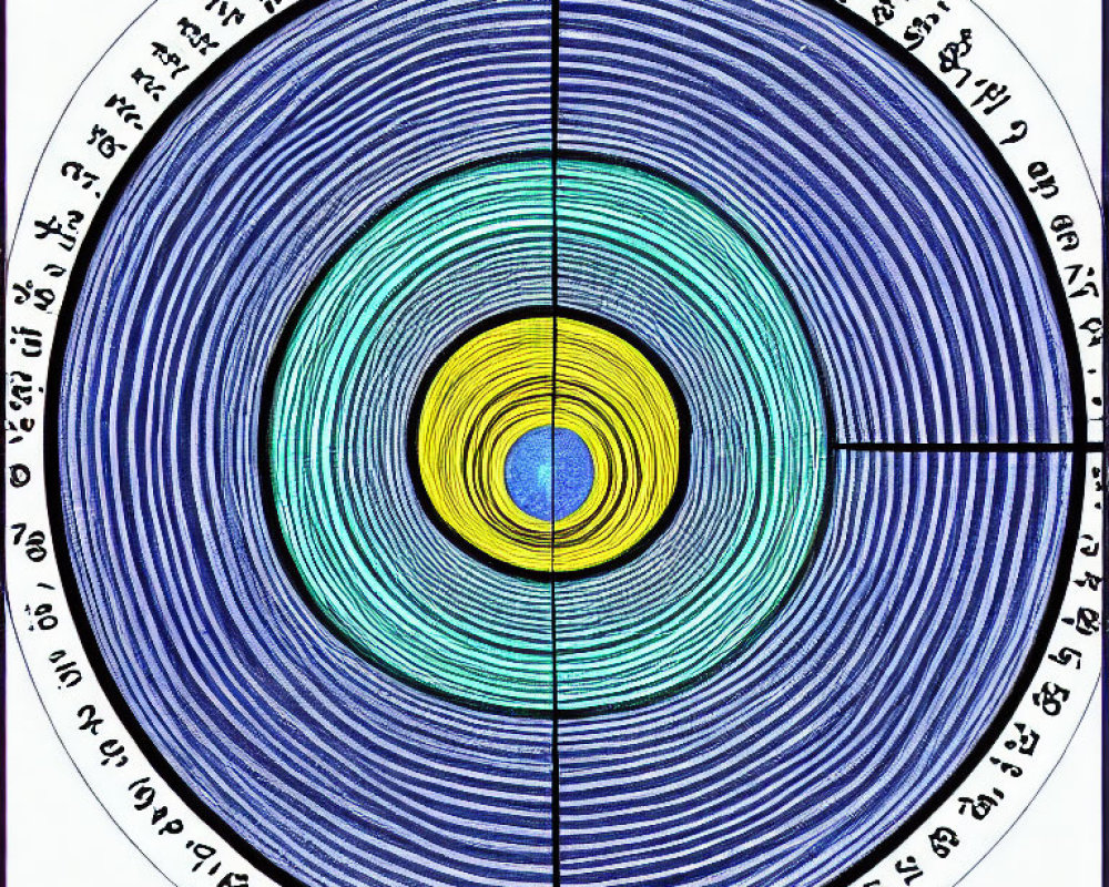 Circular Blue and Yellow Diagram with Non-English Annotations