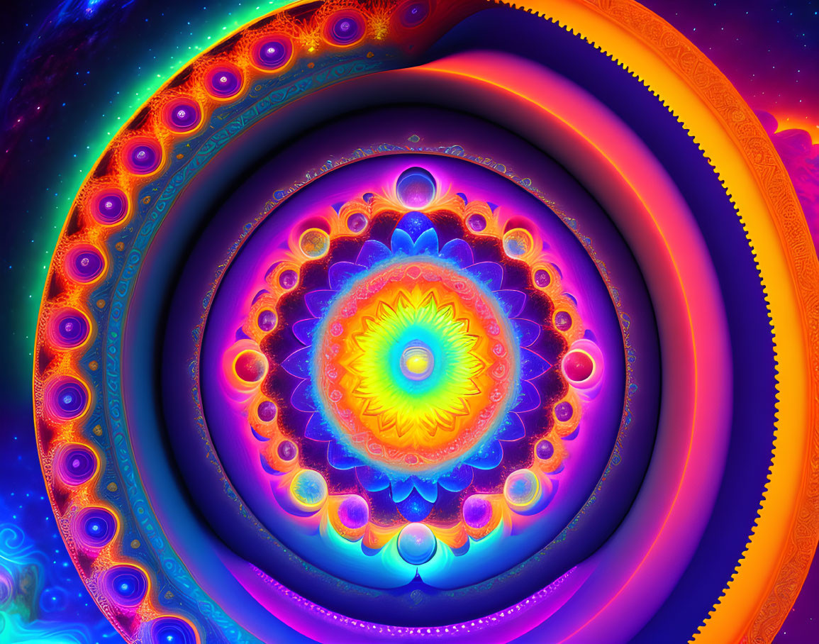 Colorful Mandala Fractal Art with Swirling Patterns